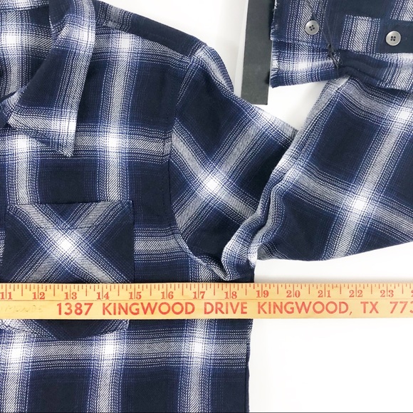 Jaywalker Blue White plaid Frayed Tunic NWT Size L - Picture 4 of 7